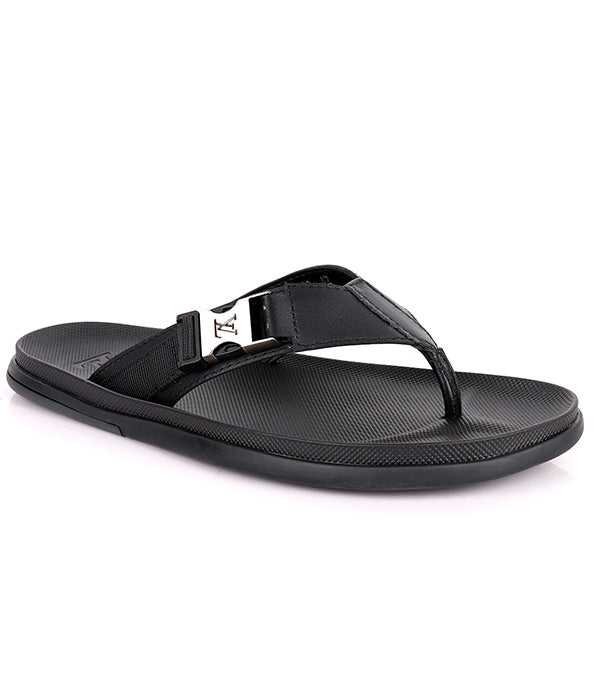 Simple Buckle Thong Slipper|Black