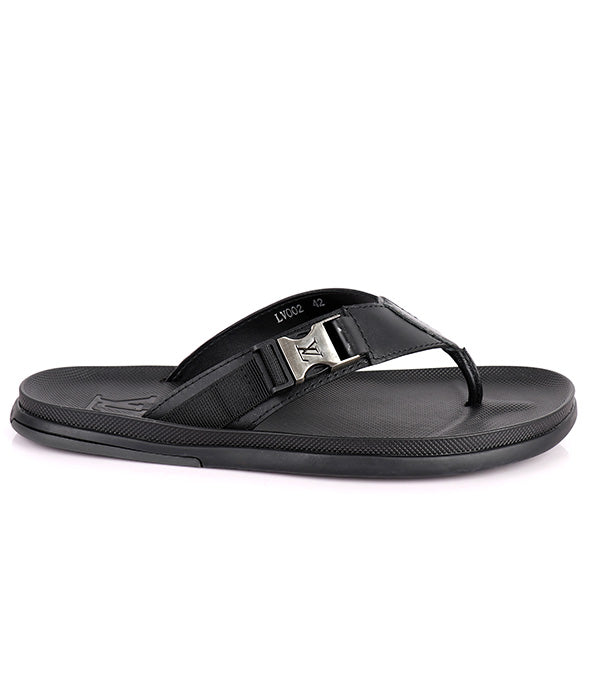 Simple Buckle Thong Slipper|Black