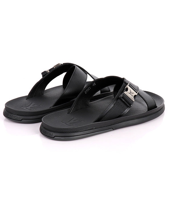 Simple Buckle Crisscross Cover Slide|Black