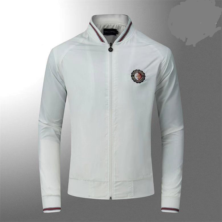 Tommy Hilfiger Track Jacket White Soft Shell Men's Wind Cover
