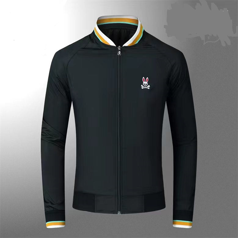 Psycho Bunny Men's Soft Shell Wind Shield Black Jacket