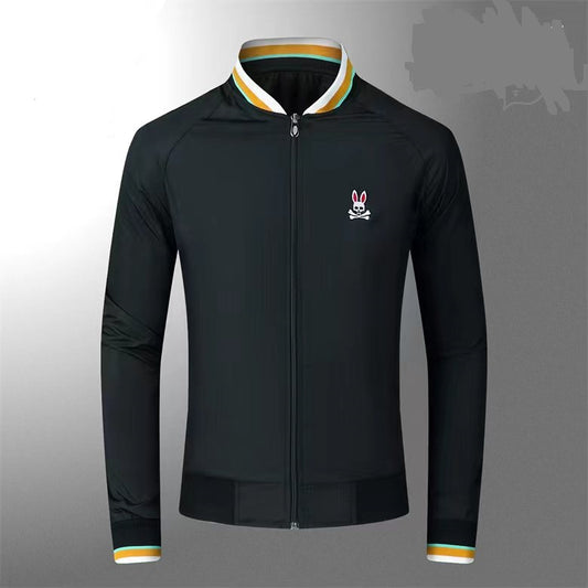 Psycho Bunny Men's Soft Shell Wind Shield Black Jacket