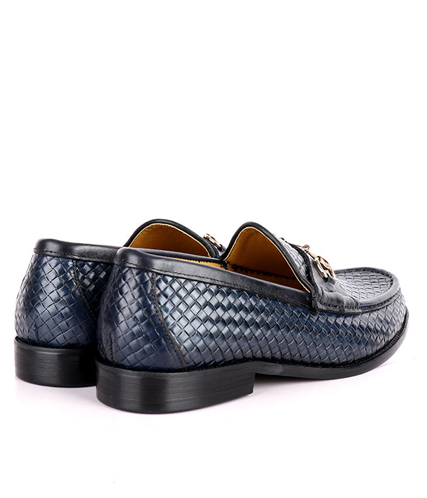 John Foster Woven Horsebit Leather Men's Shoes|Blue