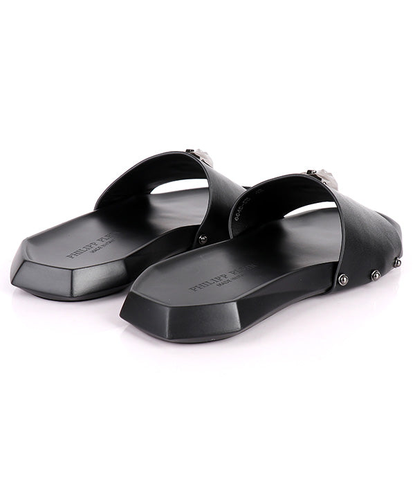 P.Plein Styled Footbed Cover Slide|Black
