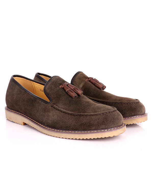 Aldo Men's Tassel Suede Loafers | Coffee Brown