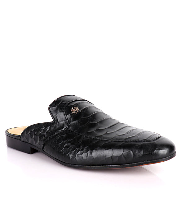 John Foster Croc Design Leather mules |Black