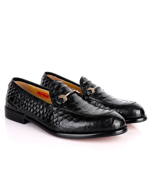 John Foster Croc Horsebit Loafers|Black