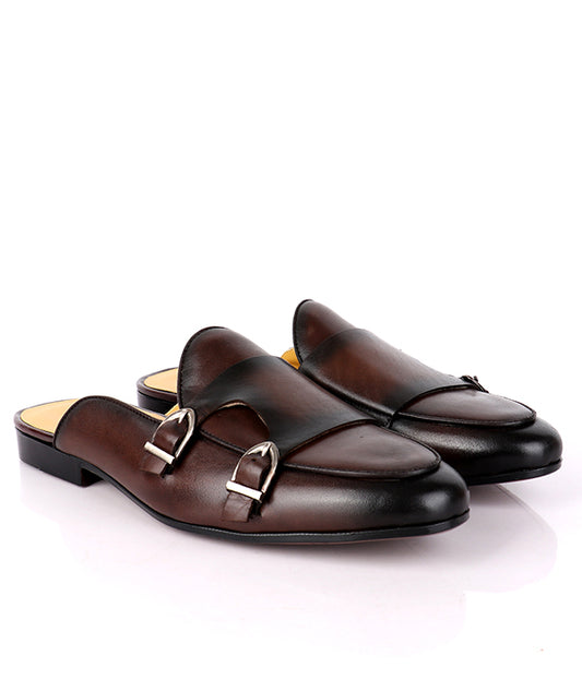 John Foster Monk Strap Mules|Coffee