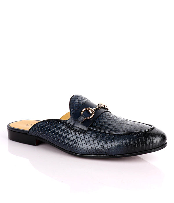 John Foster Woven Horsebit Leather Mules|Black