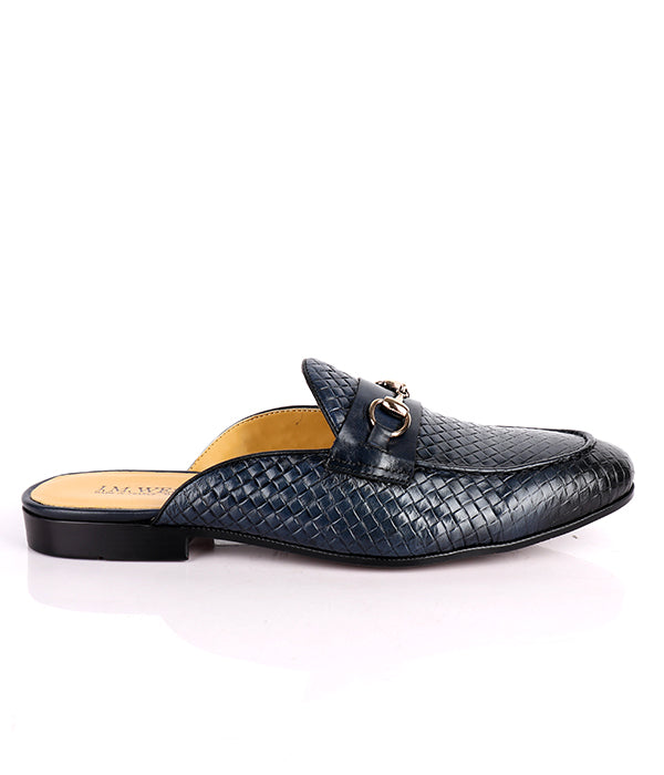 John Foster Woven Horsebit Leather Mules|Black
