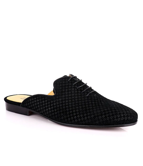 John Foster Lace-up Suede Men's Mules|Black