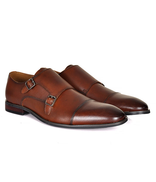 Aldo Brown Double Monk Strap Leather Shoes