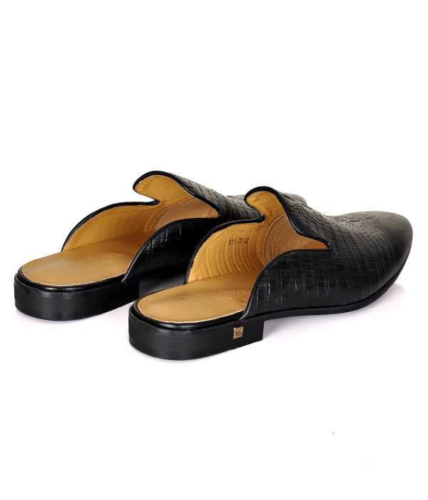 Berluti Croc. Black Leather Mule