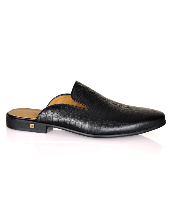 Berluti Croc. Black Leather Mule