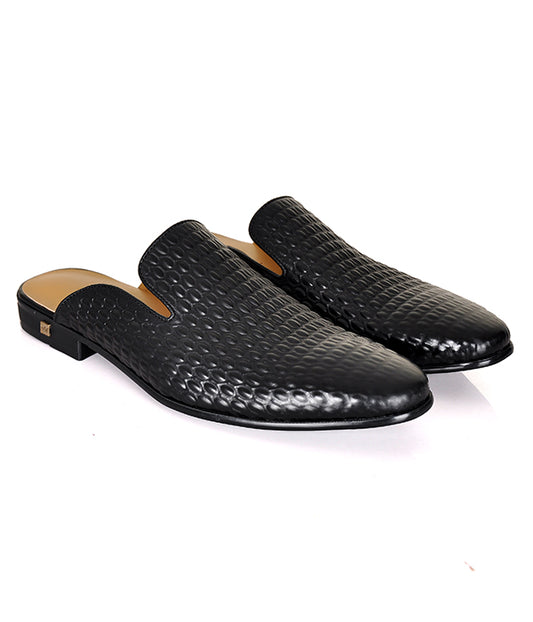 Berluti Black Dotted Croc Mules
