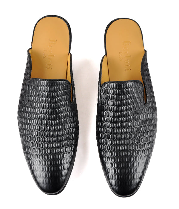 Berluti Black Dotted Croc Mules