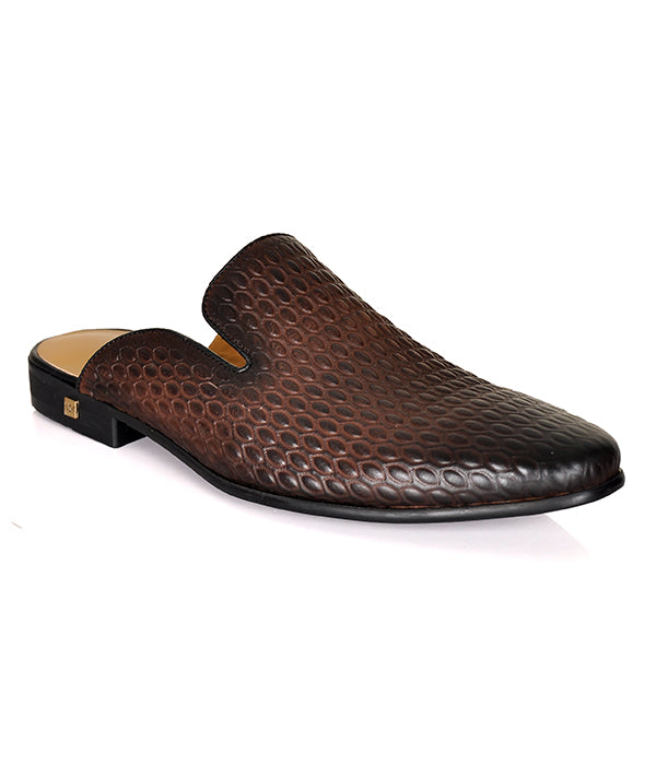 Berluti Dotted Coffee Croc Mules