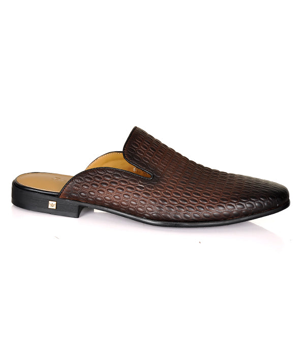 Berluti Dotted Coffee Croc Mules