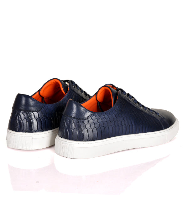 Billionaire Croc Leather Blue Sneakers