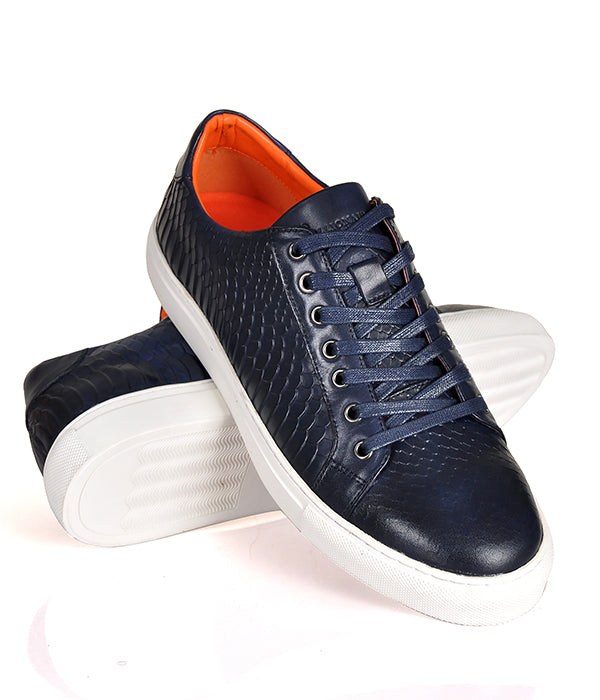 Billionaire Croc Leather Blue Sneakers