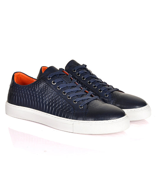 Billionaire Croc Leather Blue Sneakers