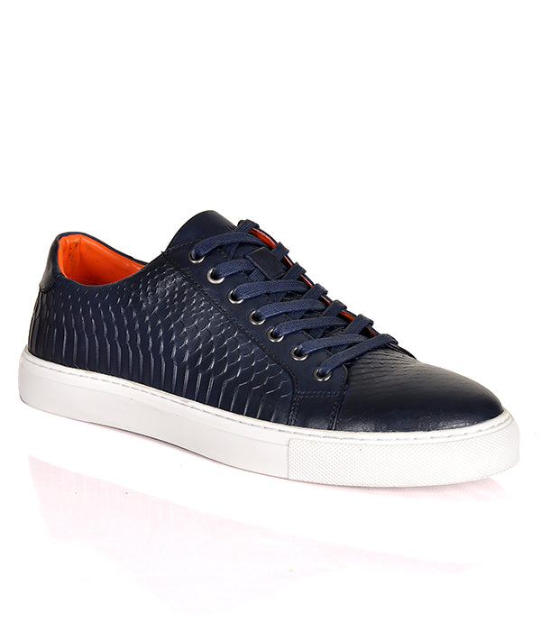Billionaire Croc Leather Blue Sneakers