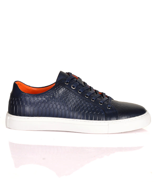 Billionaire Croc Leather Blue Sneakers
