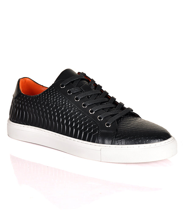 Billionaire Croc Leather Black Sneakers