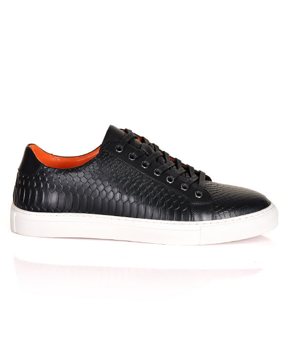 Billionaire Croc Leather Black Sneakers