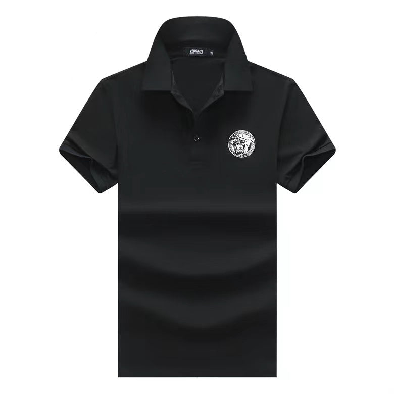 Medusa Collection Men's Cotton Polo Shirt-Black