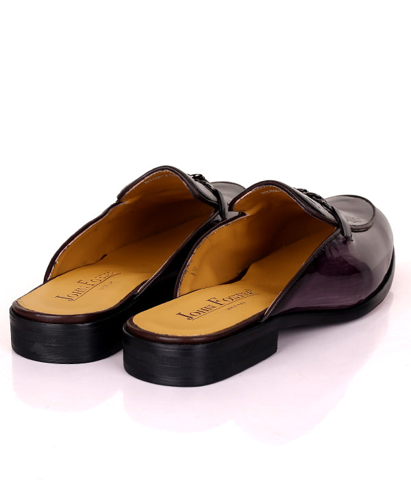 John Foster Horsebit Patent Mule|Purple