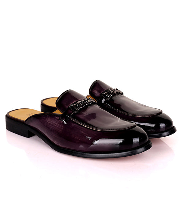 John Foster Horsebit Patent Mule|Purple