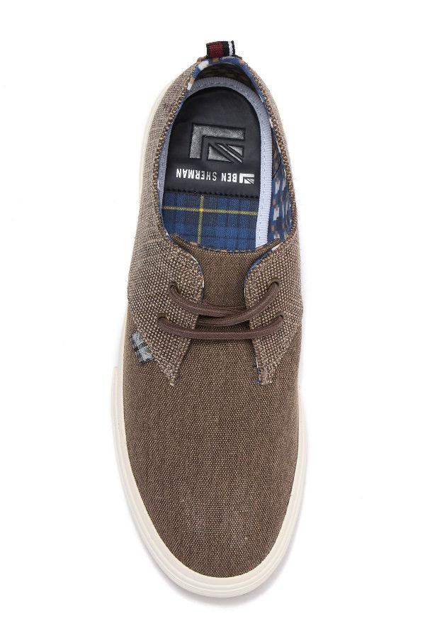 Ben Sherman Bristol Lace-up Sneaker In Brown Canvas