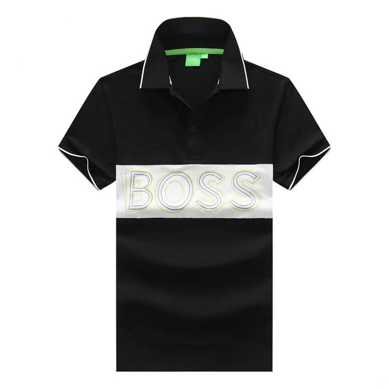 Men's Cotton Logo Regular Fit PoloShirt|Black