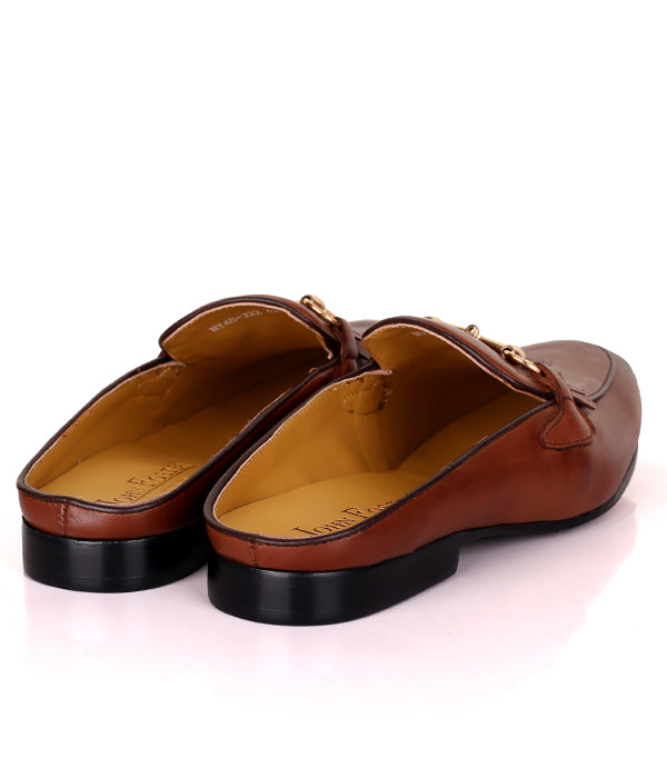John Foster Kiltie Horsebit Leather Mule|Brown