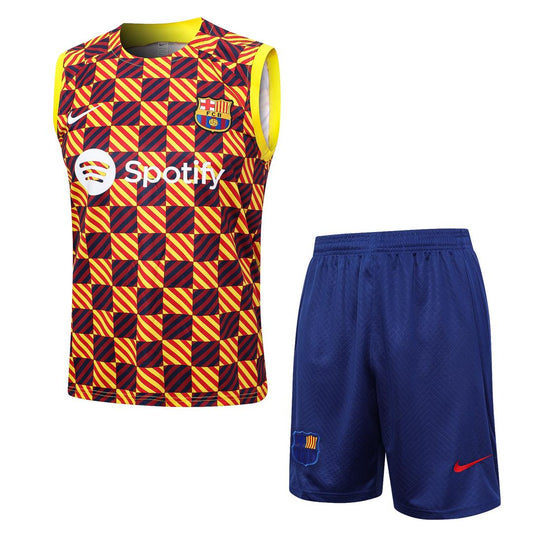 Barcelona Sleeveless Training Kit (Top+Shorts) Yellow 2023/24
