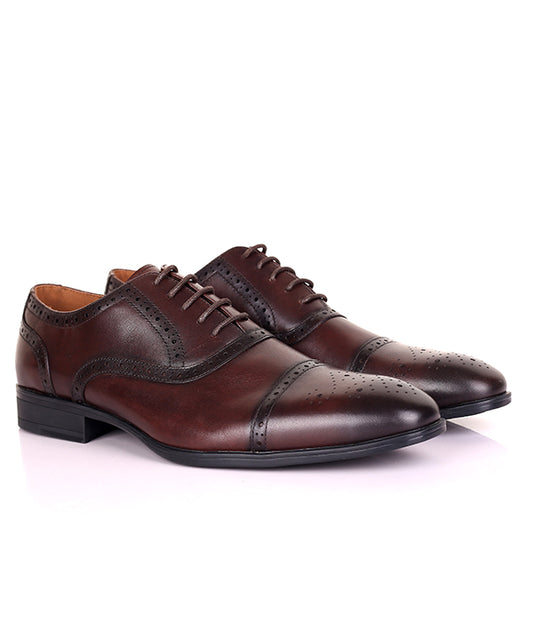 Kenneth Cole Toe Cap Brogues Oxford Lace-up Shoe|Coffee