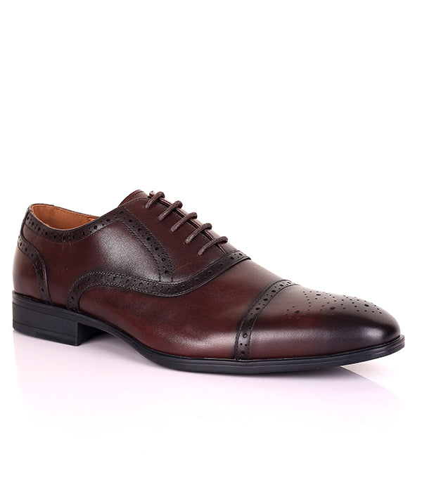 Kenneth Cole Toe Cap Brogues Oxford Lace-up Shoe|Coffee