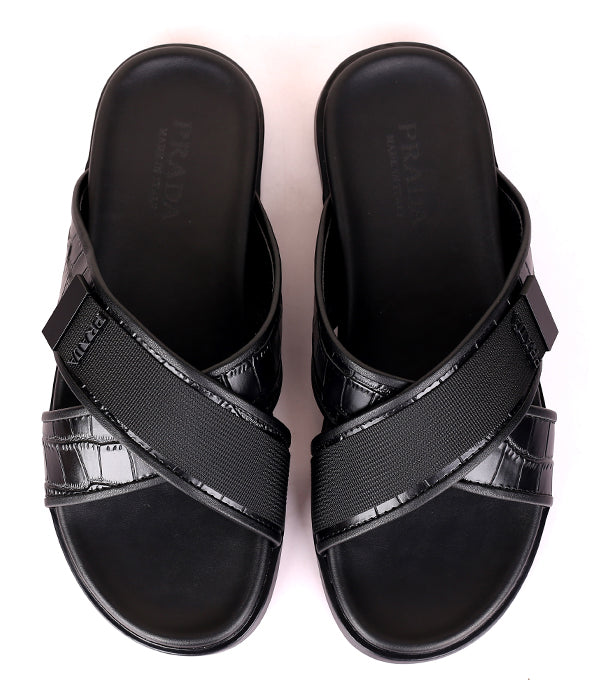 Prada Criss-Cross Black Cover Slide