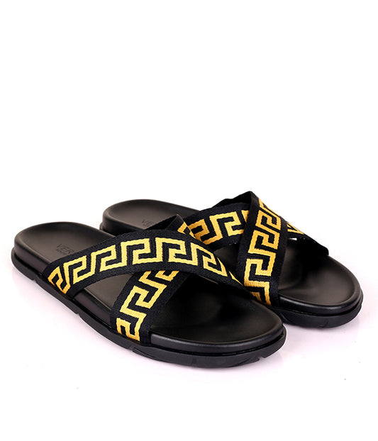 Medusa Greca Patterned Criss-Cross Slipper| Multicolor