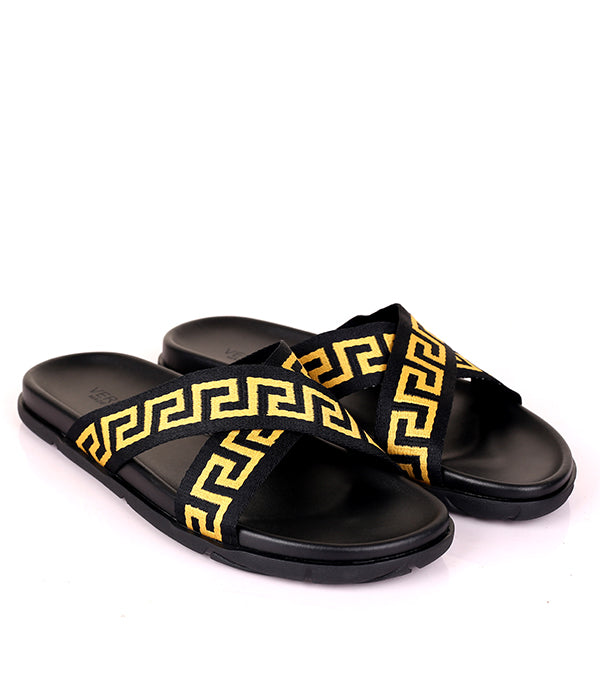 Medusa Greca Patterned Criss-Cross Slipper| Multicolor