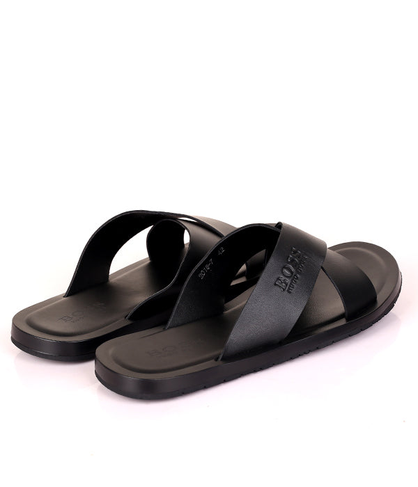 HB Plain Cross Cover Slides |Black