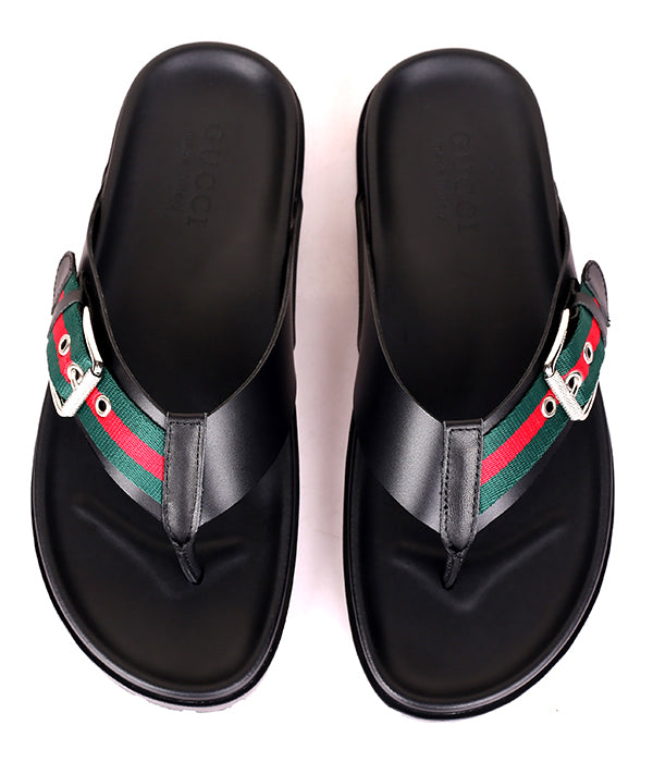 GG Buckle Design Thong  Slipper|Black
