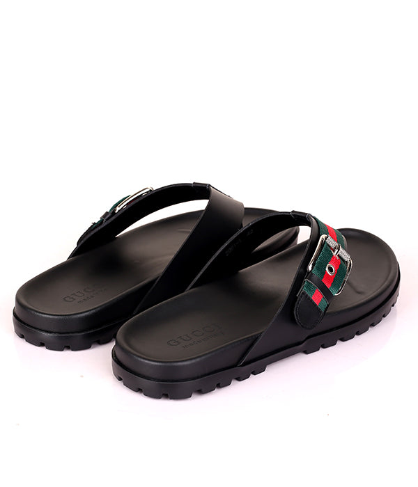 GG Buckle Design Thong Slipper|Black