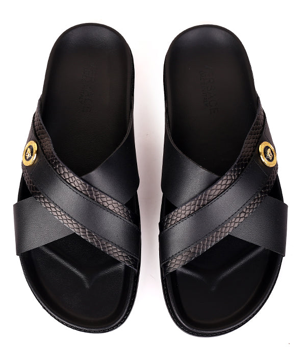 Medusa Crested Logo Criss_cross Cover Slide|Black