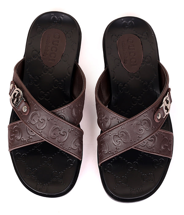 GG Crisscross Cover Slide| Coffee