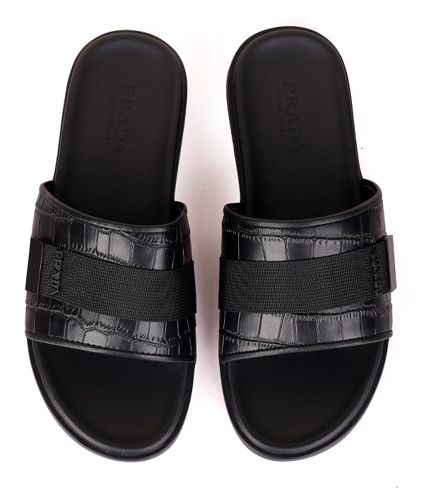 Prada Croc Design Black Cover Slide