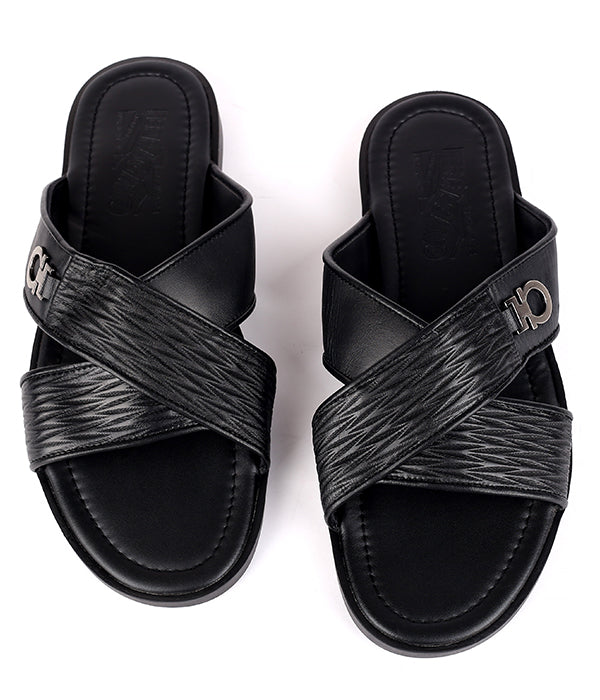 S F side logo crisscross slippers