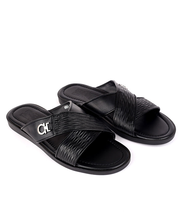 S F side logo crisscross slippers
