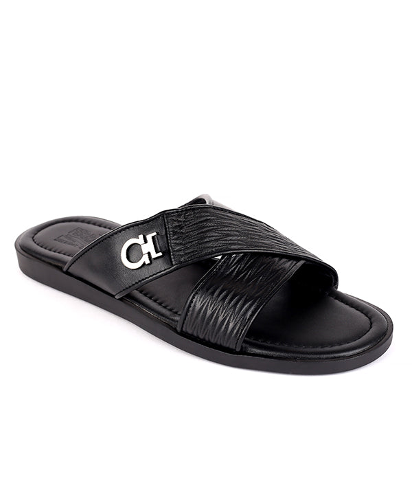 S F side logo crisscross slippers